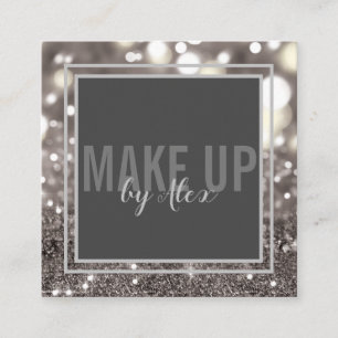 Make up artist bold signature script glitter square business card