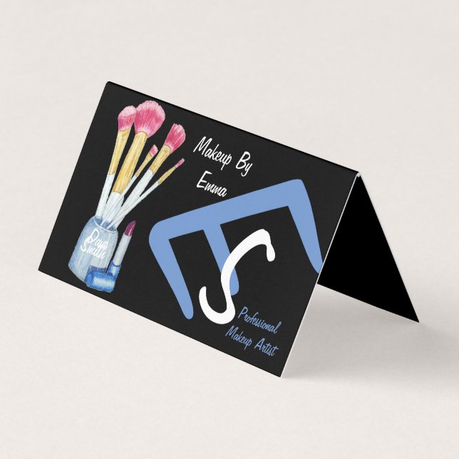 make up artist brushes original beauticians design business card (Front)