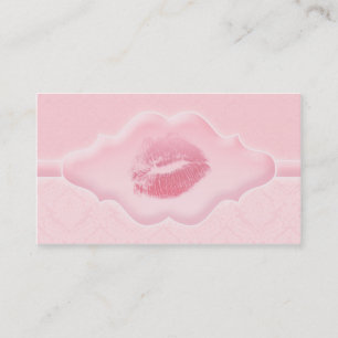 Make up Artist Business Card Pink Lips Damask