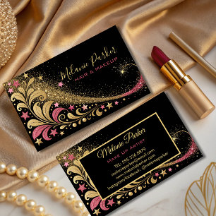 Make up Artist Pink Gold Elegant Glitter Trendy  Business Card