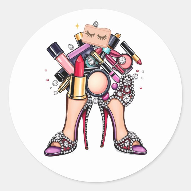 Make Up Bling | Glam  Classic Round Sticker (Front)