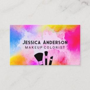 Make Up Brushes Colourful Background Business Card