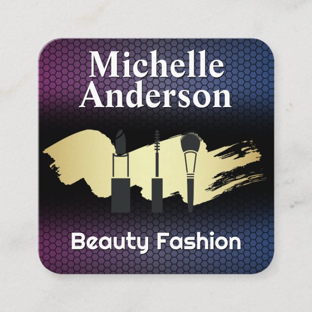 Make Up Brushes | Cosmetics Square Business Card (Front)