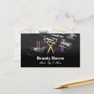 Make Up Brushes   Salon Scissors Logo Appointment Card