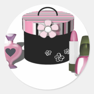 Make Up Cosmetics Girl Classic Round Sticker