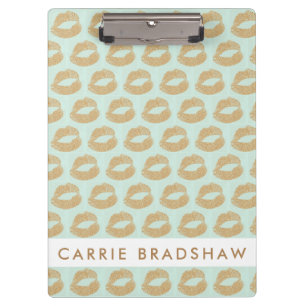 Make Up Gold Glitter Lips Pattern Personalise Name Clipboard