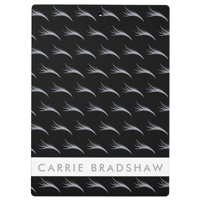 Make Up Silver Glitter eyes Black Personalize Name Clipboard (Back)