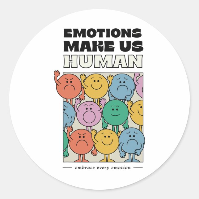 Make Us Human Retro Mental Health Positive Quote  Classic Round Sticker (Front)