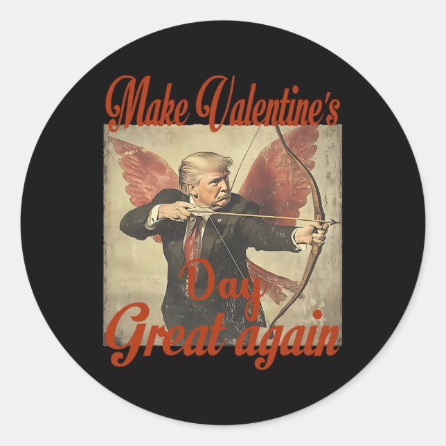 Make Valentine's Day Great Again Funny Trump Valen Classic Round Sticker (Front)