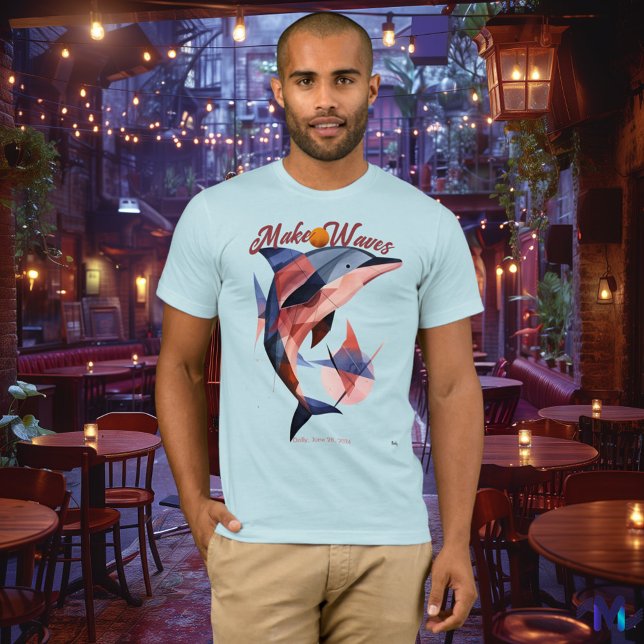 Make Waves T-Shirt - Abstract Cubist Dolphin (Creator Uploaded)