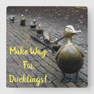 Make Way For Ducklings! Square Wall Clock