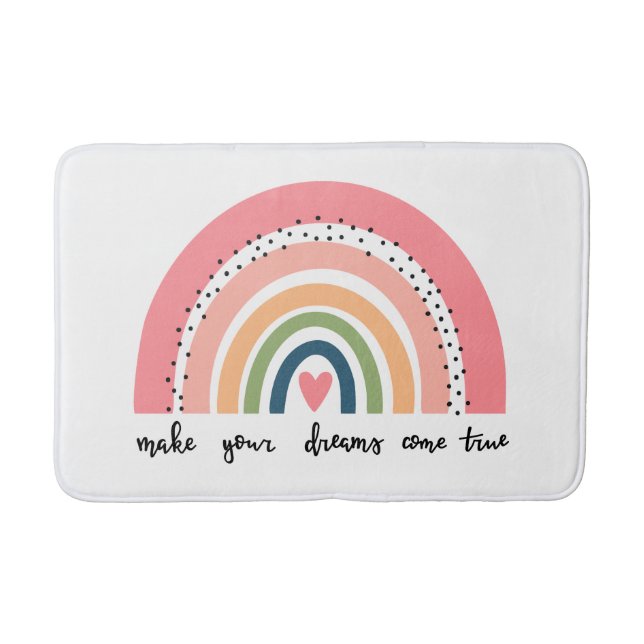 Make Your Dreams Come True Rainbow Bath Mat (Front)