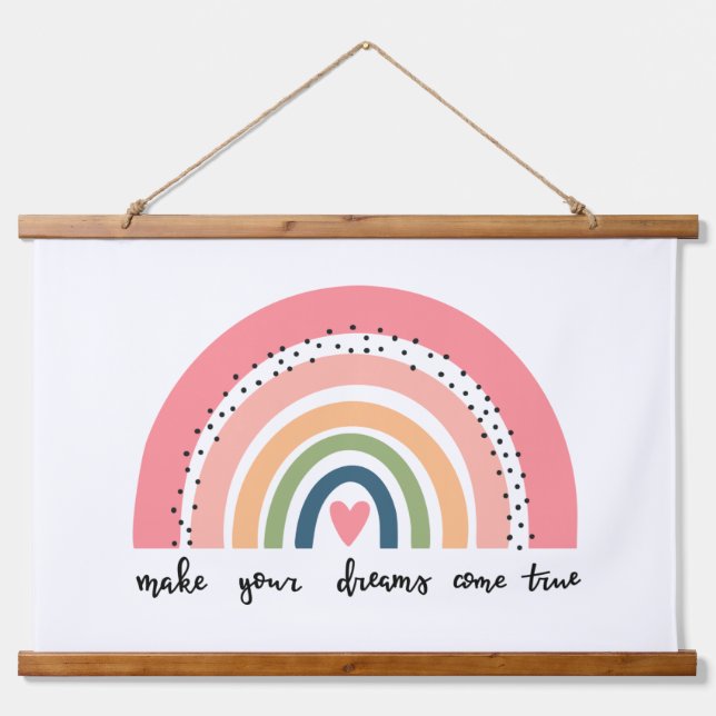 Make Your Dreams Come True Rainbow Hanging Tapestry (Front)