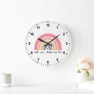 Make Your Dreams Come True Rainbow Large Clock