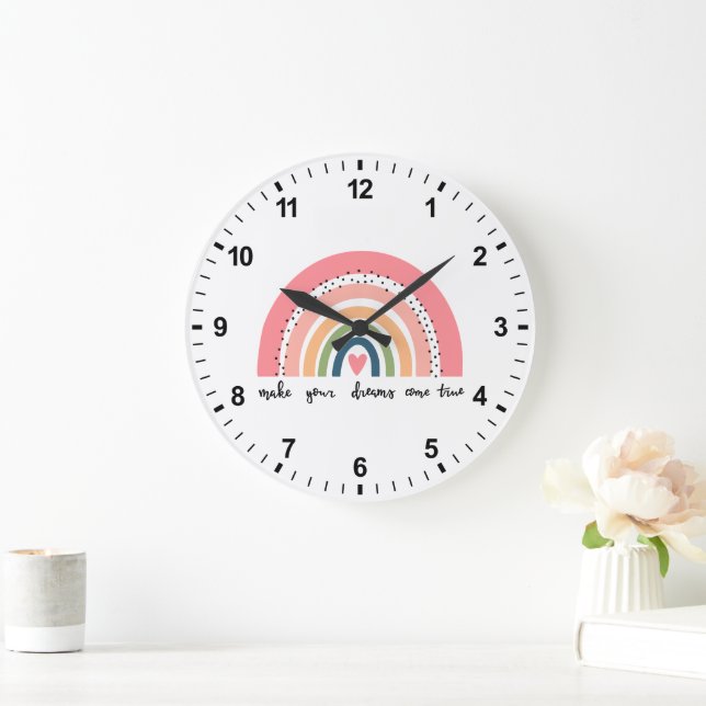 Make Your Dreams Come True Rainbow Large Clock (Home)