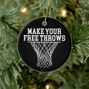 Make Your Free Throws Vintage Basketball Player Ceramic Ornament