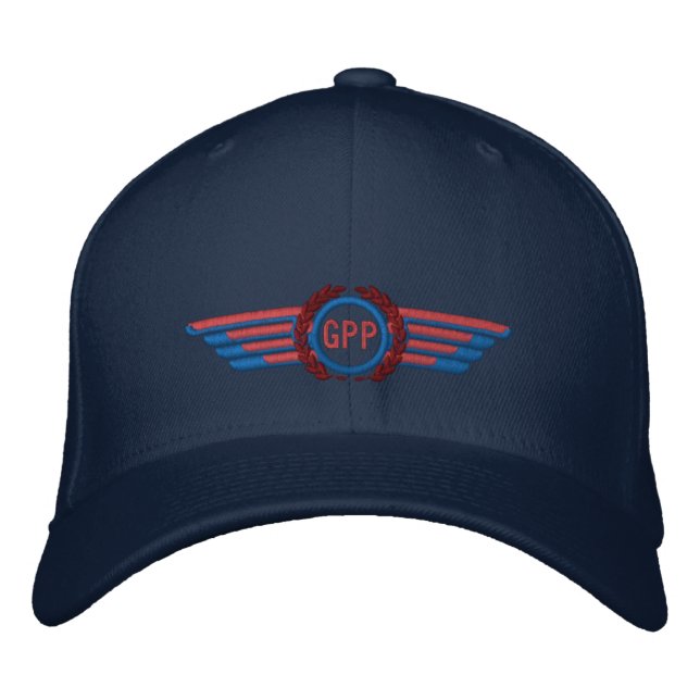 Make Your Monogram Aviation Laurels Pilot Wings Embroidered Hat (Front)