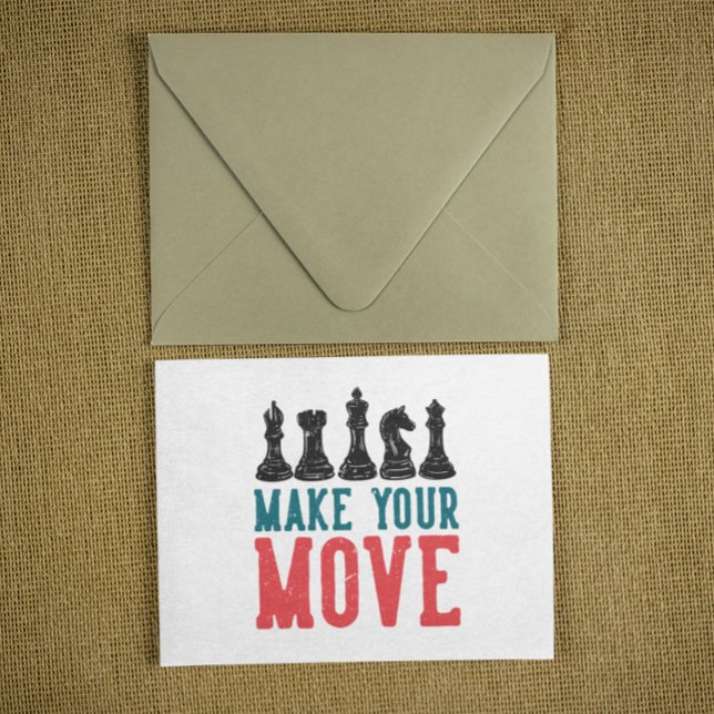 Make your Move Chess Piece Postcard (chess make your move retro postcard)