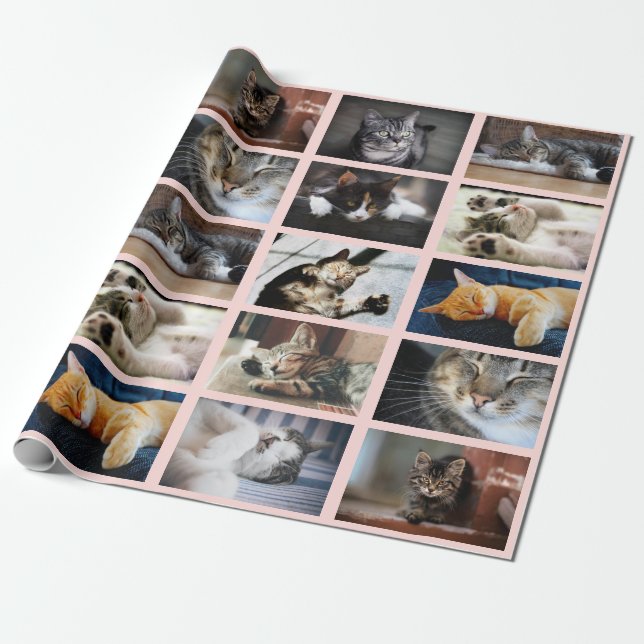 Make Your Own 10 Photo Collage on Pink Wrapping Paper (Unrolled)