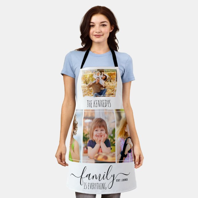 Make Your Own 4 Photo Collage Family Quote Name Apron (Worn)
