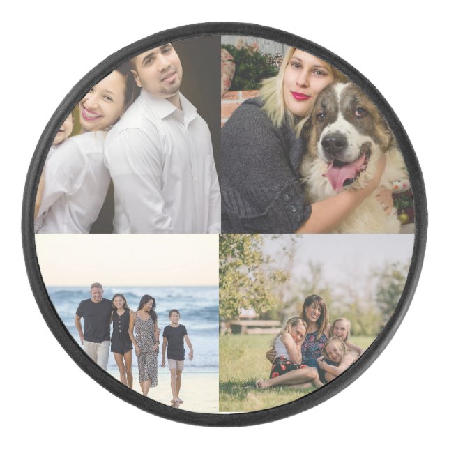 Make Your Own 4 Photo Collage Hockey Puck (Front)