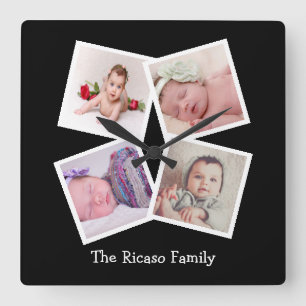 Make Your Own 4 Photo Collage Personalized Square Wall Clock