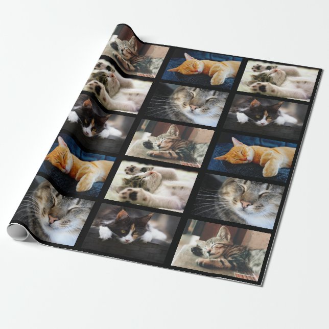 Make Your Own 5 Photo Collage on Black Wrapping Paper (Unrolled)