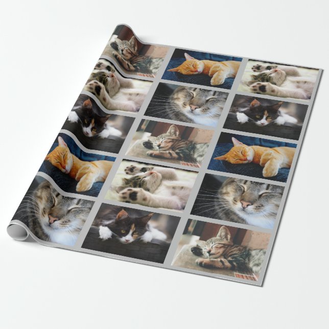 Make Your Own 5 Photo Collage on Gray Wrapping Paper (Unrolled)