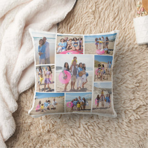 Make Your Own 9 Photo Collage Personalized Throw Pillow