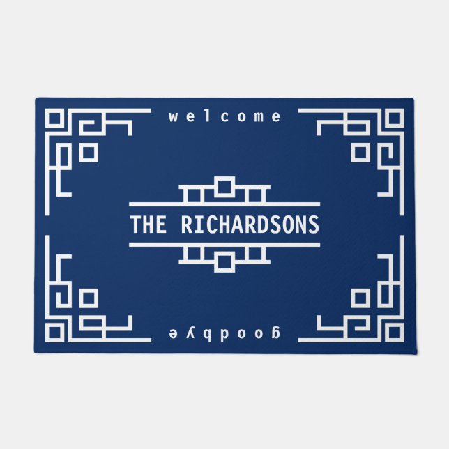 Make Your Own Art Deco Retro Geometric Border Doormat (Front)