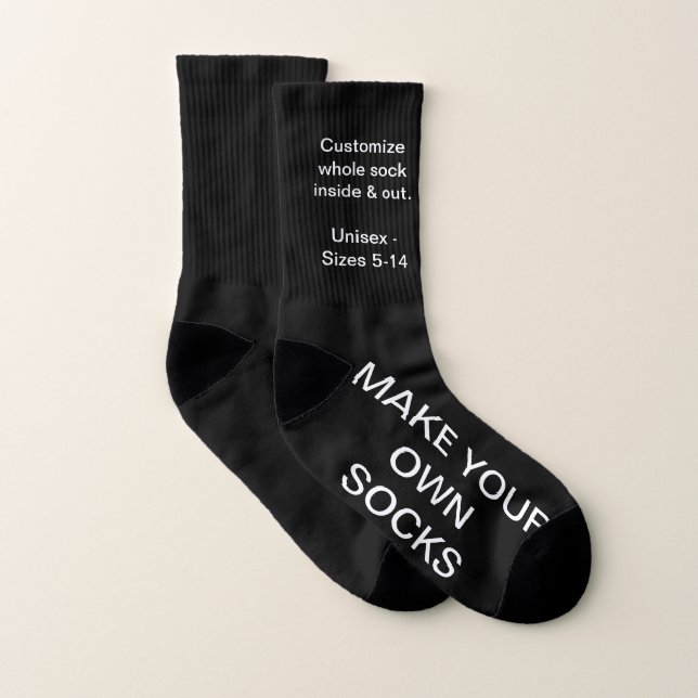 Make Your Own Black Custom Socks (Paire)