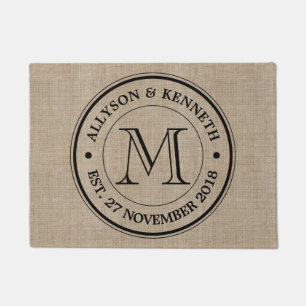 Make Your Own Burlap Retro Logo Monogram Doormat