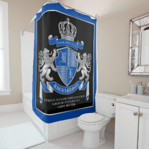 Make Your Own Coat of Arms Blue Silver Lion Emblem