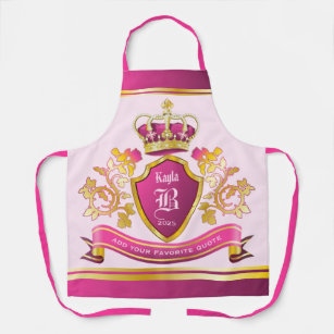 Make Your Own Coat of Arms Gold Crown Pearls Pink Apron