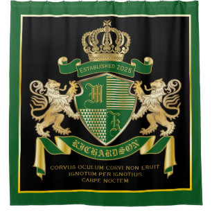 Make Your Own Coat of Arms Green Gold Lion Emblem