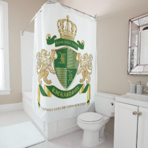 Make Your Own Coat of Arms Green Gold Lion Emblem