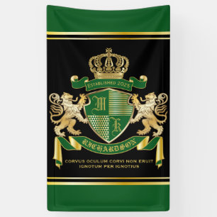 Make Your Own Coat of Arms Green Gold Lion Emblem Banner