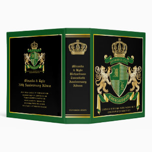 Make Your Own Coat of Arms Green Gold Lion Emblem Binder
