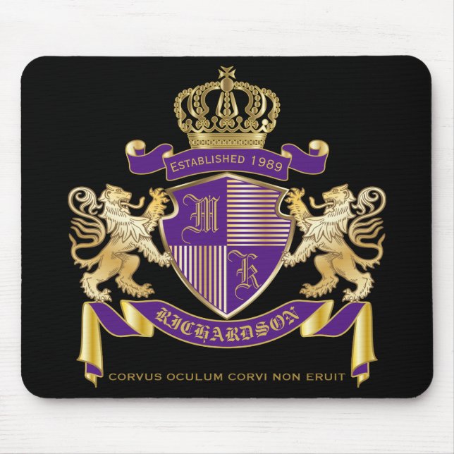 Make Your Own Coat of Arms Monogram Crown Emblem Mouse Pad (Front)