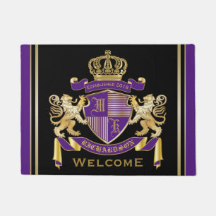 Make Your Own Coat of Arms Monogram Lion Emblem Doormat