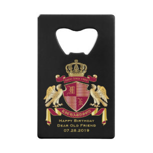 Make Your Own Coat of Arms Red Gold Eagle Emblem Credit Card Bottle Opener
