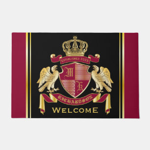 Make Your Own Coat of Arms Red Gold Eagle Emblem Doormat