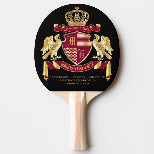 Make Your Own Coat of Arms Red Gold Eagle Emblem Ping Pong Paddle (Front)