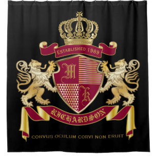 Make Your Own Coat of Arms Red Gold Lion Emblem