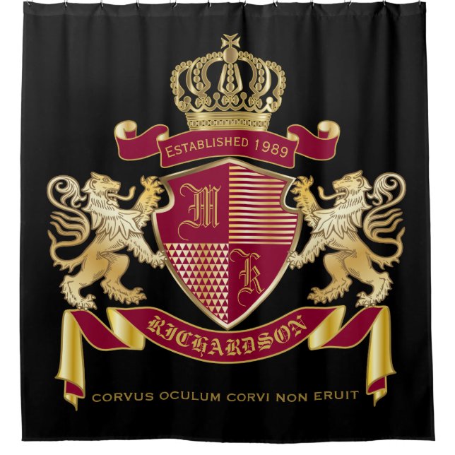 Make Your Own Coat of Arms Red Gold Lion Emblem (Front)