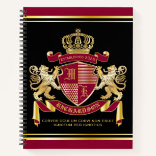 Make Your Own Coat of Arms Red Gold Lion Emblem Notebook