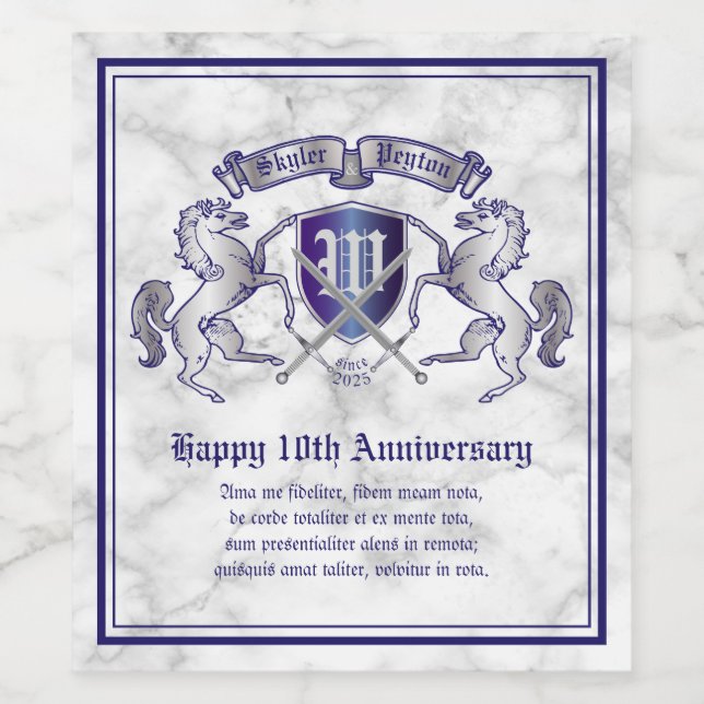 Make Your Own Coat of Arms Silver Horse Shield Wine Label (Single Label)