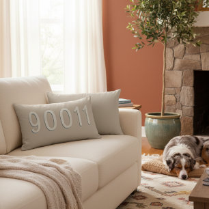 Make Your Own Cream Beige Home Zip Code Pillow