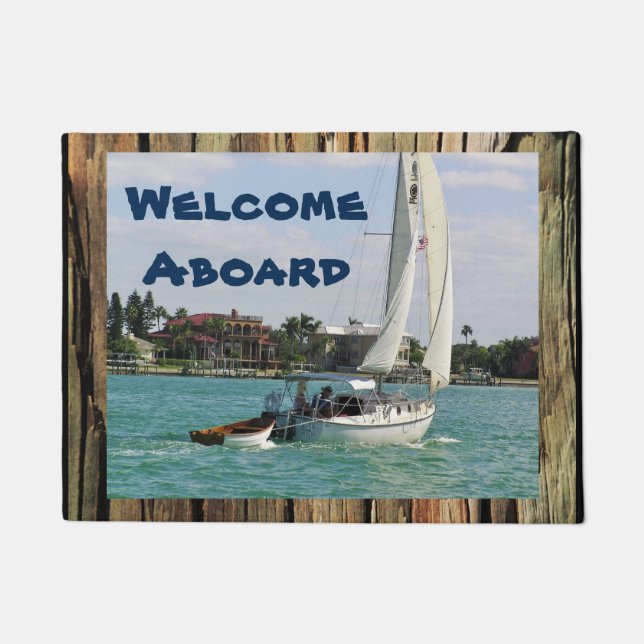 Make Your Own Custom Boating Rustic Wood DoorMat (Front)