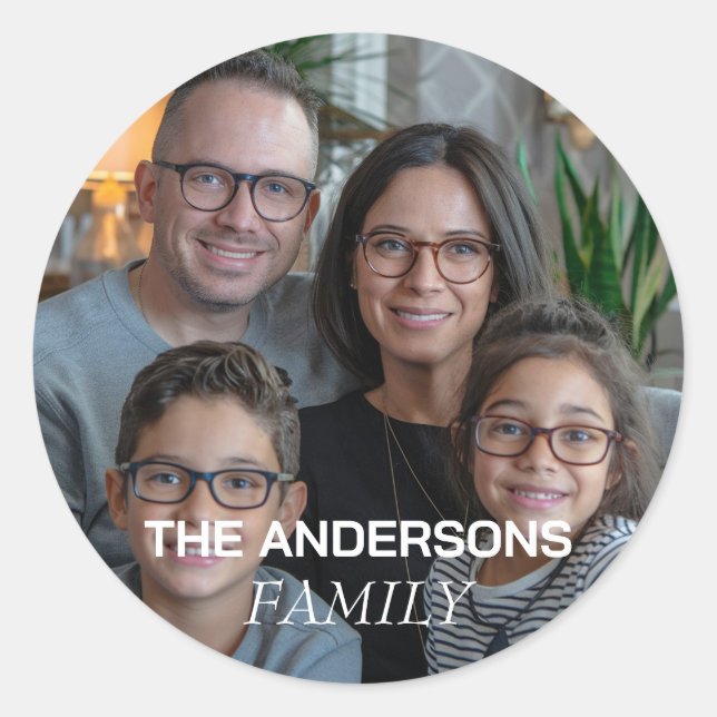 Make Your Own Custom Family Photo Personalized     Classic Round Sticker (Front)
